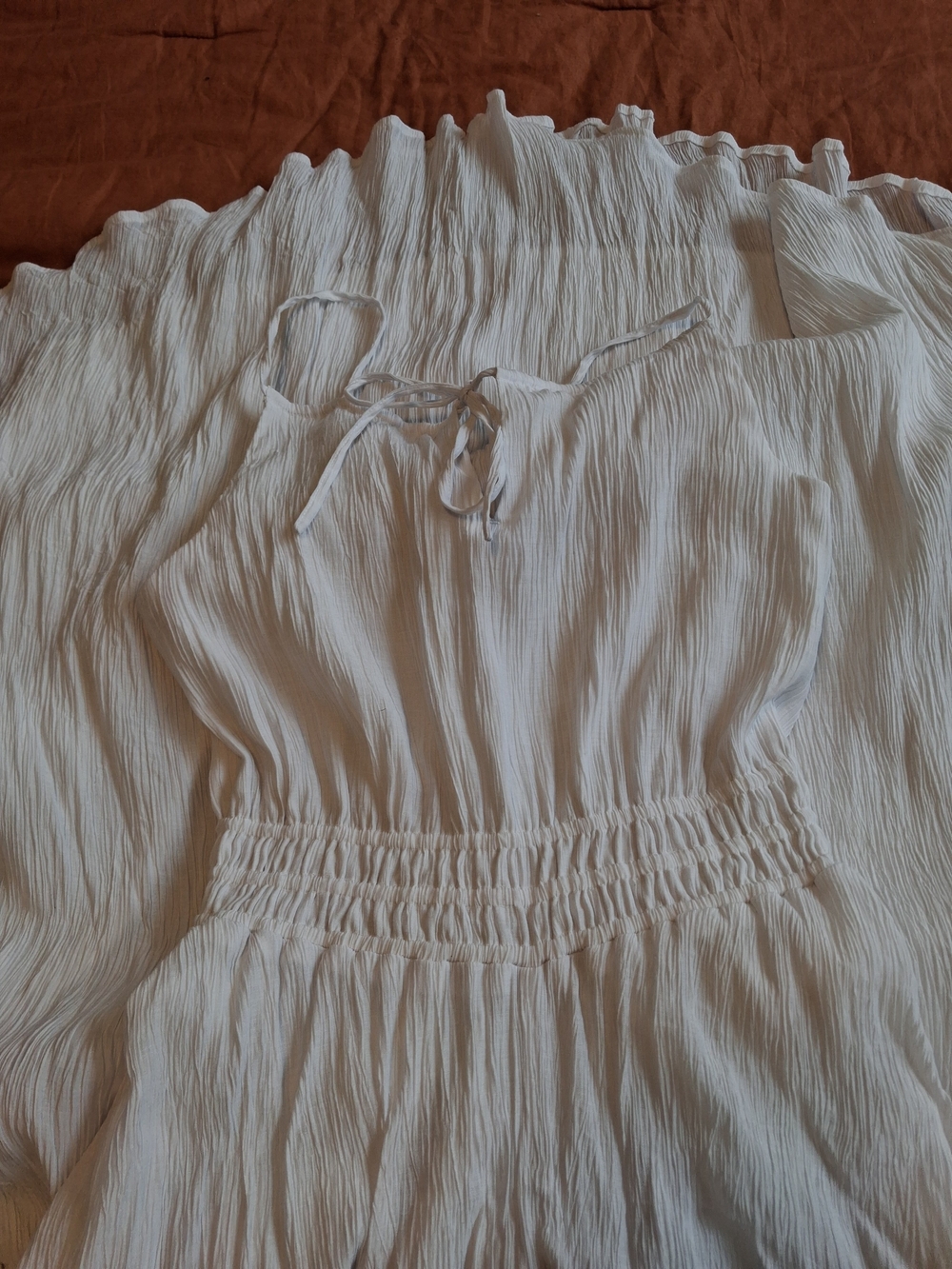 Abercrombie & Fitch White Smocked Waist Midi Dress - Picture 5 of 7